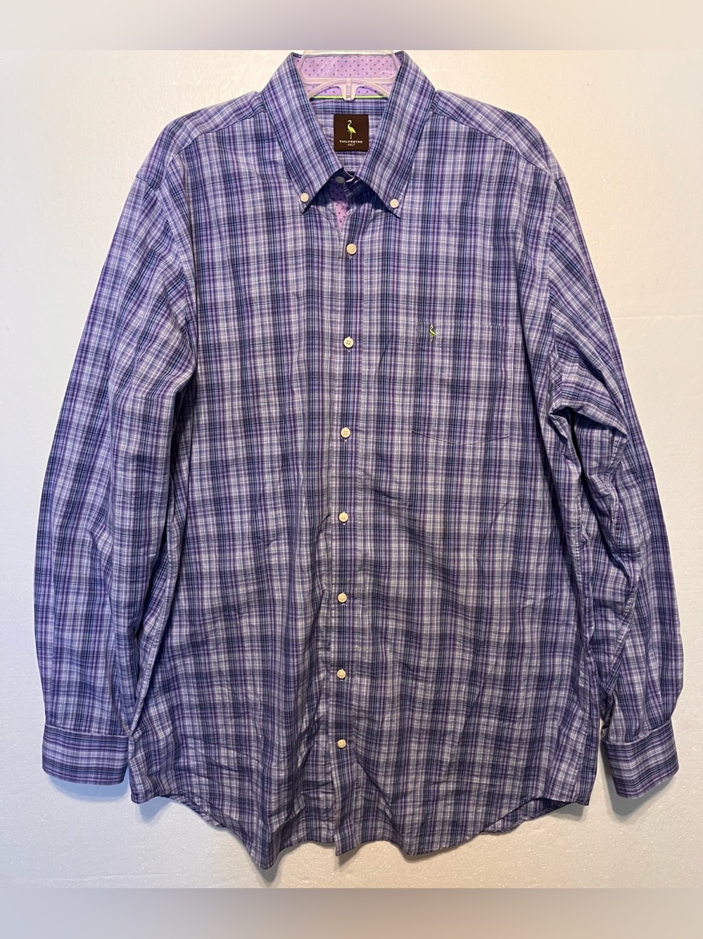 Tailorbyrd Purple 2XL Plaid Button-Down Shirt - Men's